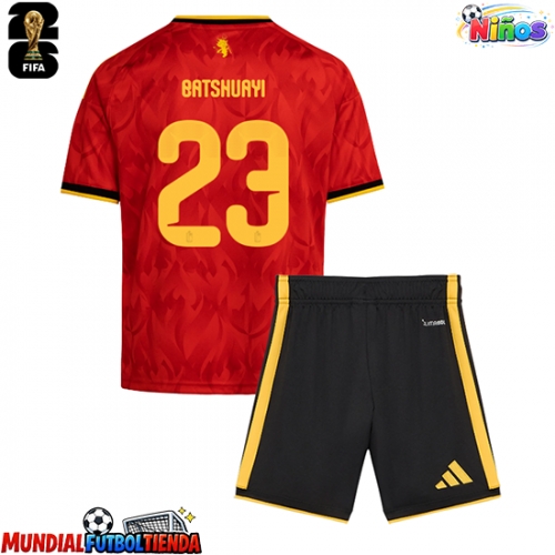 Camiseta Bélgica Michy Batshuayi #23 Primera Equipación Replica Mundial 2026 para niños mangas cortas (+ Pantalones cortos)